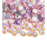 Light Pink/Rose Glass 3D Nail Art Rhinestones ss3 ss4 ss5 ss6 ss8 ss10 ss12 ss16 ss20 ss30 Crystal Nails Non HotFix Decorations-Light Pink AB-Mix Sizes 5gram