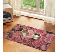 Light Pink Rose Texture,Waterproof Pet Feeding Mat,PU Leather Placemats for Cat Dog Water Bowl,Food Mats,30x45cm