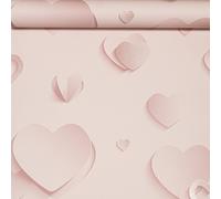 Light Pink Silver Metallic Glitter 3D Effect Hearts Girls Childrens Wallpaper