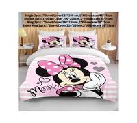 (Light Pink, Single(135x200cm)) Minnie Bedding Mouse Sets Soft Cover Bed Duvet Pillow Decoration Bedroom Case
