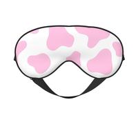 Light Pink Strawberry Cow Print Eye Mask Sleep Mask Light BlockBlindfold Night Eyes Cover Soft Pressure-Free Eyeshade with Elastic Strap for Home Travel Office Nap Yoga