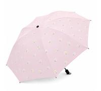 Light Pink Strawberry Folding Umbrella, Manual Compact UV Sun Parasol | Compact, Portable, Travel-Friendly