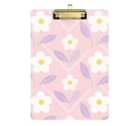Light Pink White Flower Pediatric Nurse clipboards Transparent for First Year Teacher Must Haves Size 9 x 12 Gold