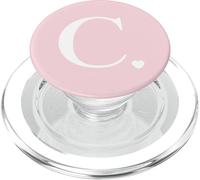 Light Pink White Monogram Letter C Initial Heart Design PopSockets PopGrip for MagSafe