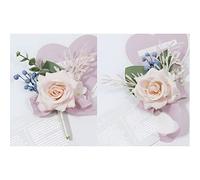 Light Pink Wrist Corsage Boutonniere Rose Flower Set Dusty Pink Ribbon for Wedding Bride Bridesmaid Groom Groomsmen Parents Lapel Pocket Flower for Prom Homecoming Formal Dinner Father Daughter Dance