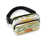 Light Plants Fanny Pack Belt Bag with Adjustable Strap Fashion Waist Bag for Outdoor Sports Hiking, white, 20x13cm, Full Printed Waist Bag
