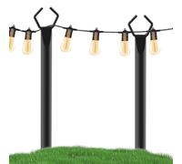 Light Poles - String Light Poles | Outdoor Pole | 2 x Garden Lights Pole | Heavy Duty Metal Garden Lighting Polee | Metal Hall Yard Lighting Polee | Outdoor Gardens for Patio