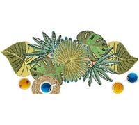 Light & Pro Beaded Table Runner - Leaves Design, Rustic Bridal Shower Decor, Mexican Serape Table Runner - 13x36 Inch (31x91 Cms) - Green Multi