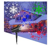 Light Projector, IP65 Waterproof Outdoor Snowflake LED Rotating White Snow Falling Projection Lamp Xmas Holi(Colorful Snowflakes)