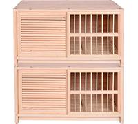 Light-proof Shutters Bird Cage Solid Wood Pigeon Cage, Breeding Pet Pigeon Coop, Bird Nest Box With Feces Tray, Sliding Doors Pairing Box(Natural*2,90 * 45 * 50cm)