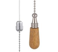 Light Pull Chain Cord Pine Drop 65x18mm with 80cm Chrome Chain