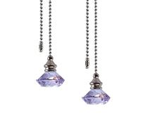 Light Pull Chain Extension, 2 Pcs 50cm Crystal Ceiling Fan Pull Chains, Ceiling Light Fan Switch Cord Pull Handle Weight Pull Cord for Bathroom Toilet Light, Purple