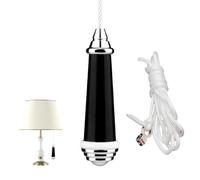 Light Pull Cord Handle With 100cm Nylon Extension And Clip Connector Shower Light Pull Cord Handle Ceramic String Light Switch Pull Cord Suitable for Toilet Bathroom, Ceiling Lights, And Fans(Black)