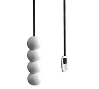 Light Pull Cord String with an Ice White Bead Style Handle, Choice of Contrasting Cord Colours in Jet Black and Metallic Silver. (Jet Black Cord)