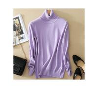 (Light purple, 2XL) Women's Slim Knitted Turtleneck Sweater Cashmere Jumper Pullover Elasticity cozy