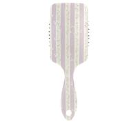Light Purple and Off-white Stripes Flower Pattern gentle hair brush for thick hair Designed scalp massage for thinning hair with Ergonomic handle cepillo para cabello de mujer