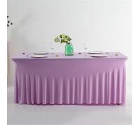Light Purple Elastic Table Cover 6FT Rectangular Tablecloth for Weddings Parties & Banquets Stain-Resistant Easy-Clean Fits Standard Tables Stylish Design