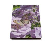 Light Purple Flowers Ring Binder Notebook, Refillable Faux Leather A5 Loose Leaf Notebook, Waterproof Lay Flat Journal Binder with Lined Paper, Ideal for Personal and Professional Use
