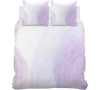 Light Purple Gray Duvet Cover Double - Super Soft Marble Bedding Double Bed Set - Fresh and Elegant Doublesided Comforter Cover with 2 Pillowcases - 200x200 cm Microfibre