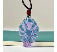 (light purple) Hand-carved Nine-tailed Fox Pendant Necklace Chinese Amulet Long Cord Fox Necklace Women Man's Lucky Jewelry Gift