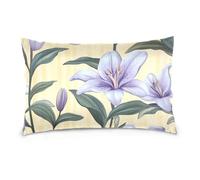 Light Purple Lily Flower Light Yellow Stripes Standard/Queen Size sweat proof pillow case pillowcase cotton Smooth Soft Breathable fundas para almohadas 20x30 inchs Set of 2