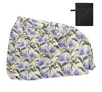 Light Purple Lily Flower Light Yellow Stripes Waterproof Bike Cover with Lock Holes Anti Dust Rain Snow UV Storage Electric Bike Cover Fits for Most protectores para bicicleta