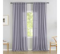Light Purple Linen Back Tab Curtains 102 Inches Long 2 Panels Set for High Windows - Rustic Hooks Belt Pinch Pleated Look Easy Sliding Curtains Pocket Light Filtering Semi Privacy Drapres Lavender