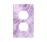 Light Purple Marble White Veins Outlet Cover Light Switch Cover Decorative 1 Gang Wall Plate for Kitchen Room Bathroom Size 7x11.4cm