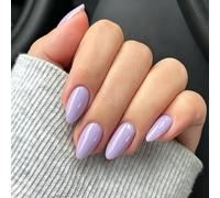 Light Purple Press on Nails Short Almond Shaped, SXVME 30 Pcs Thick Acrylic Short False Nails Press ons Natural Lilac Glue on Nails Custom Solid Color For Women Daily Wear