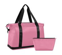 Light Purple Red Solid Color Pure Solid Travel Bag Gym Bag Carry Personal Item Bag with Toiletry Bag for Trekking Multipurpose, Pale Violet Red Solid Color Pure Plain, 1 Size, Pale Violet Red Solid