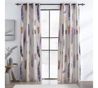 Light Purple Thermal Blackout Curtains, Watercolor Bohemian Lavender Printed Sliding Window Drapes, Soundproof Energy Efficient Grommet Panels for Bedroom Living Room, W 66" x L 90" (2 Panels)