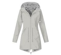 Light Rain Jacket Women Hooded Jackets Ladies Waterproof Raincoat Oversized Windbreaker Solid Color Zipper Coat With Hood 3-In-1 Long Jackets Casual Lightweight