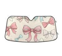 Light Red Blue Vintage Bow Car Windscreen Sun Shade Block UV Rays Windshield Sunshade, L