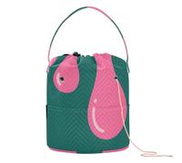 Light Red Drip Design on Dark Green Yarn Bag Knitting Needle Organizer Portable Needle Storage for Crochet Knit Crocheting Accessories