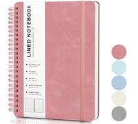 Light Red Lined Spiral Journal Notebook with 160 Pages, 8×5.7in, A5 Spiral Notebook, Journaling Notebooks for Work, School, Women, Men, College Ruled Spiral Notebook, Hardcover Leather Journals