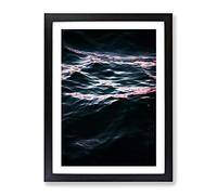 Light Reflecting Upon The Ocean In Abstract Modern Framed Wall Art Print, Ready to Hang Picture for Living Room Bedroom Home Office Décor, Black A2 (64 x 46 cm)