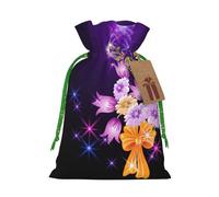 Light Romantic Flowers Printed Drawstring Gift Bags,Various Sizes, Bulk Plastic Packaging Bags