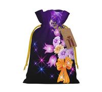Light Romantic Flowers Printed Drawstring Gift Bags,Various Sizes, Bulk Plastic Packaging Bags