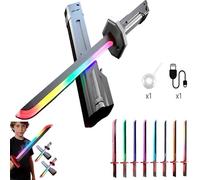Light Saber, Light up Sword, Mini Katana, Swords for Kids, Toy Swords, Dynamic Sparks & Multi-color Lights, Sensitive Sound and Lights, Type-C Charging, With Fogging and Switch Colors (Gray)