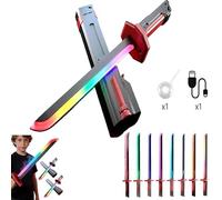 Light Saber, Light up Sword, Mini Katana, Swords for Kids, Toy Swords, Dynamic Sparks & Multi-color Lights, Sensitive Sound and Lights, Type-C Charging (Red)