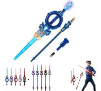 Light Saber, Light up Sword, Swords for Kids, Can Be Assembled and Transformed, Seven Color Switching, Smart LED Lights, Retractable Blades, With Sound Effects (Blue)