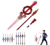 Light Saber, Light up Sword, Swords for Kids, Can Be Assembled and Transformed, Seven Color Switching, Smart LED Lights, Retractable Blades, With Sound Effects (Red)