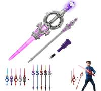 Light Saber, Light up Sword, Swords for Kids, Can Be Assembled and Transformed, Seven Color Switching, Smart LED Lights, Retractable Blades, Cool Sound Effects (Silvery)