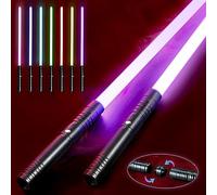 Light Sabers for Kids and Adults - Lightsaber Set of 2 | USB Rechargeable Double Lightsabers | Doublebladed Lightsabers with 15 Colors and Sound Effects | Lightsaber Toy with Black Metal Handle
