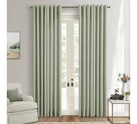 Light Sage Green Linen Curtains 84 Inch Length 2 Panels Set, Flax Bronze Grommet Semi Sheer Privacy Light Filtering Boho Neutral Farmhouse Living Room Bedroom Window Curtains Drapes 84 Inches Long