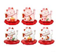 Light Sensing Solar Lucky Cat with Automatic Hand Wave, Feng Shui Symbol to Bring Wealth and Positive Energy for Office, Home, Car, or Reception Area (2312-White)