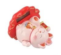 Light Sensing Solar Lucky Cat with Automatic Hand Wave, Feng Shui Symbol to Bring Wealth and Positive Energy for Office, Home, Car, or Reception Area (2314-Pink)