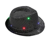 Light Sequin Led Unisex Party Dress Hat Up Fancy Dance Colorful Flashing Caps Frat Boy Costume (Black, One Size)