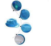 Light Sequin Led Unisex Party Dress Hat Up Fancy Dance Colorful Flashing Caps Frat Boy Costume (Blue, One Size)