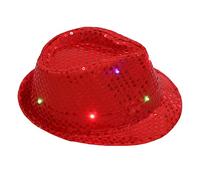 Light Sequin Led Unisex Party Dress Hat Up Fancy Dance Colorful Flashing Caps Frat Boy Costume (Red, One Size)